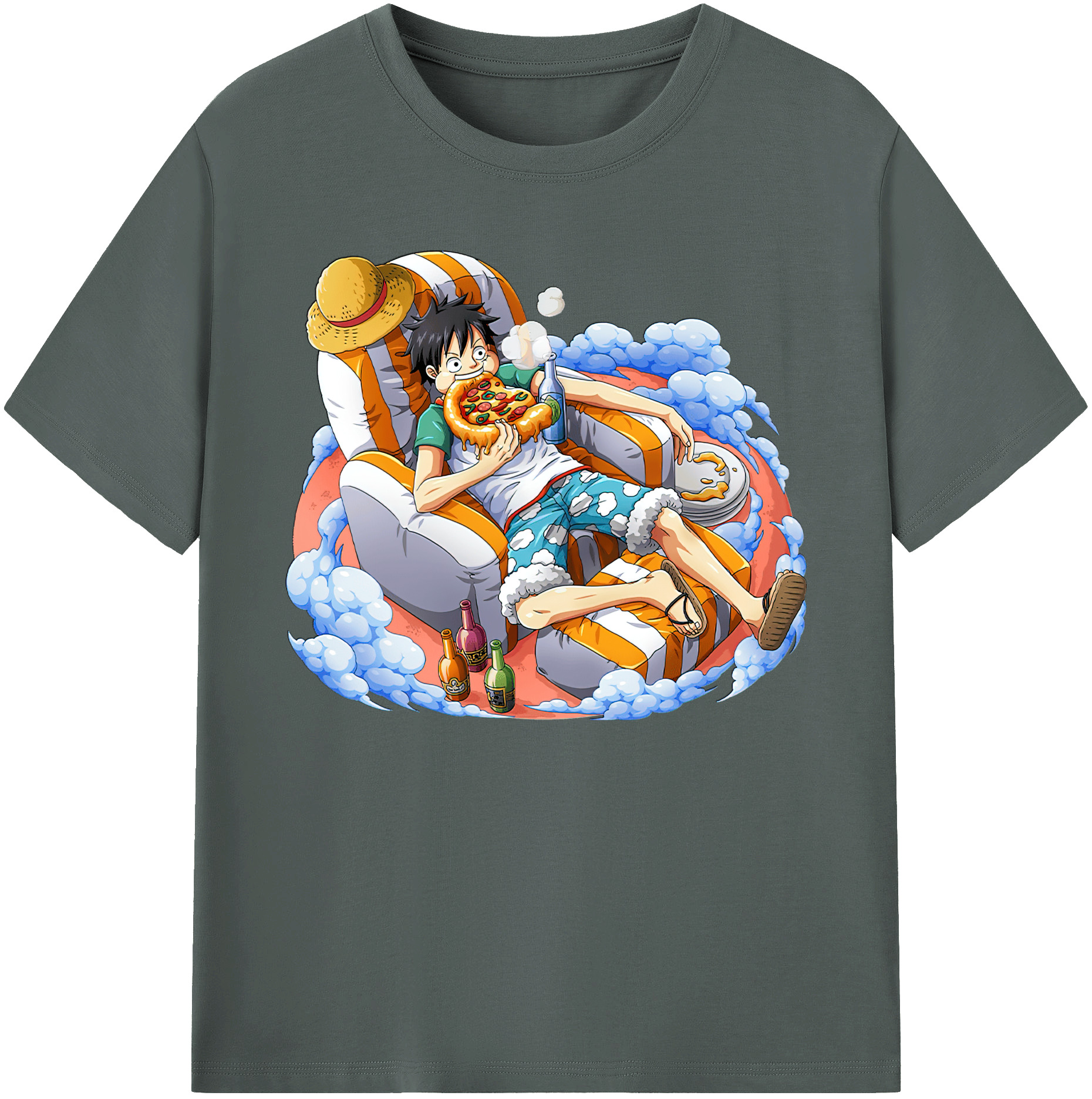 ワンピース モンキー・D・ルフィ ONE PIECE Monkey D. Luffy 綿100％ メンズ半袖Tシャツ｜肌触りやわらか＆通気性